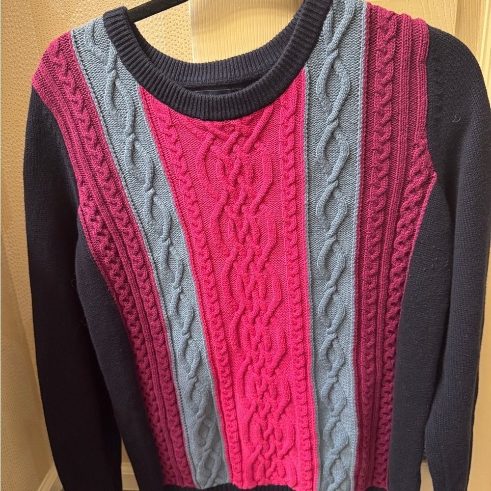 Tommy Hilfiger Black, Pink, and Gray Cable Knit Sweater